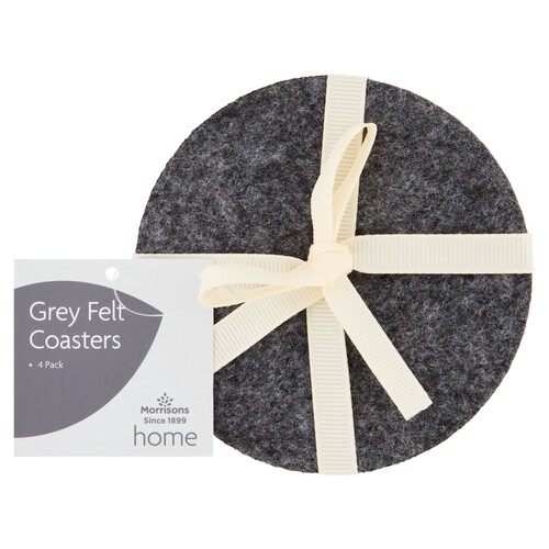 Morrisons 4 Grey Felt Coasters