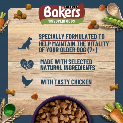 Bakers Senior Dry Dog Food Chicken & Veg