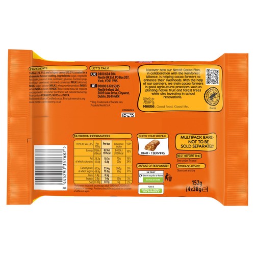 Toffee Crisp Milk Chocolate Bar Multipack 4 Pack