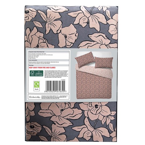 Nutmeg Home Easy Care Linear Floral King Duvet Set