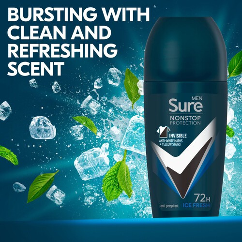 Sure Men Anti-perspirant Deodorant Roll On Non stop Invisible Ice