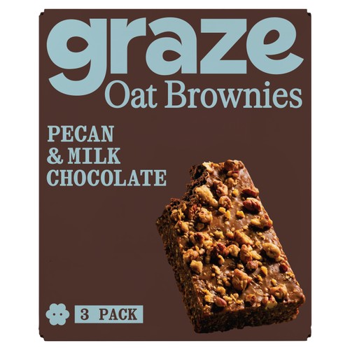 Graze Pecan & Milk Chocolate Oat Brownies  3 x 45g