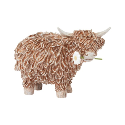 Nutmeg Home Highland Cow With Daisy Decor