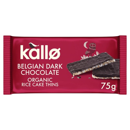 Kallo Belgian Dark Chocolate Thin Rice Cakes 75g