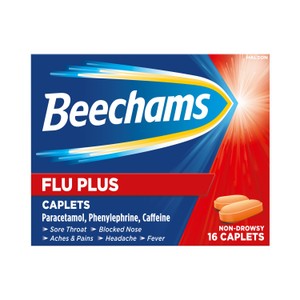 Beechams Flu Plus Cold & Flus Caplets Pain & Congestion Relief x16