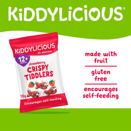 Kiddylicious Strawberry Crispy Tiddlers Baby Snacks 