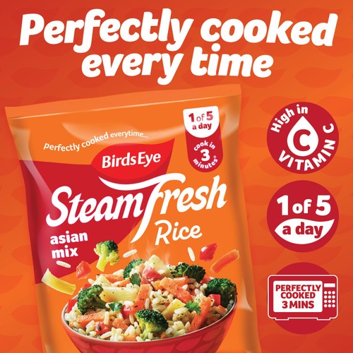 Birds Eye Steamfresh 2 Asian Vegetable Rice Steam Bags 380g 