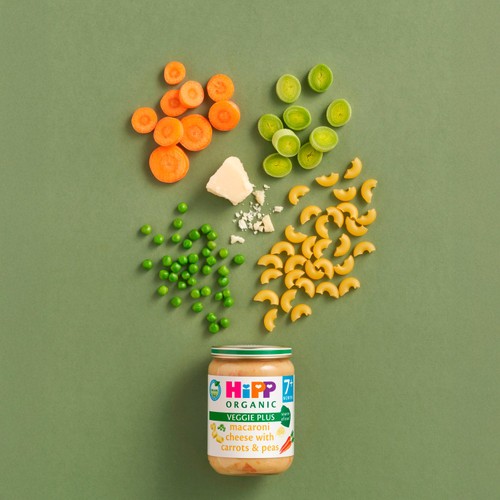 Hipp Organic Macaroni Cheese With Carrot & Peas Baby Food Jar 7M+ 