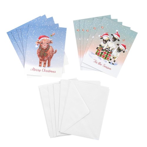Morrisons Duo Highland Cow And Sheep Cards 10 Pack Packaged Cards