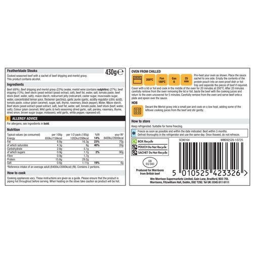 Morrisons The Best British Featherblade Steaks With Beef Dripping 430g