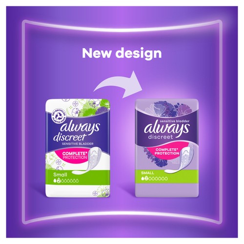 Always Discreet Incontinence Pads Small for Sensitive Bladder 20 pack