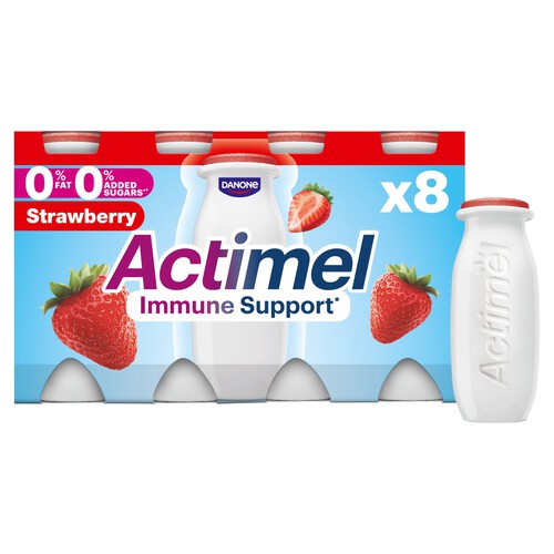 Actimel 0% Fat Strawberry Yogurt Drinks