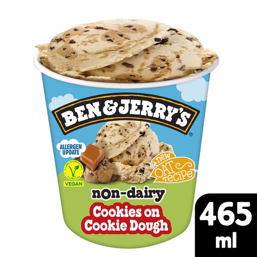 Ben & Jerry's Non Dairy Vegan Cookies on Cookie Dough Caramel Ice Cream Tub