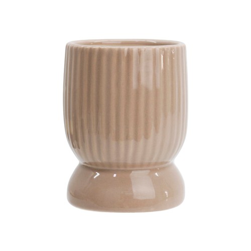 Nutmeg Home Ribbed Ceramic Candle Taupe