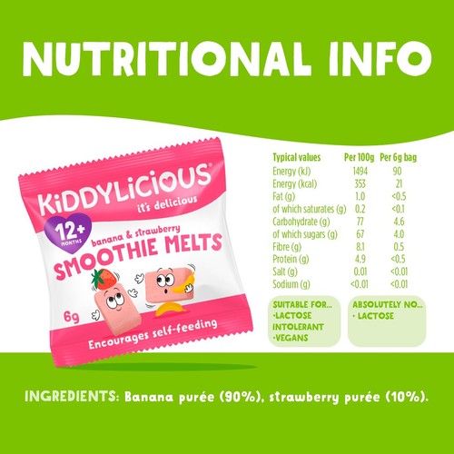 Kiddylicious Strawberry & Banana Smoothie Melts Baby Snacks