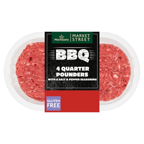 Morrisons British Beef Quarter Pounders 5% Fat 4 Pack 454g
