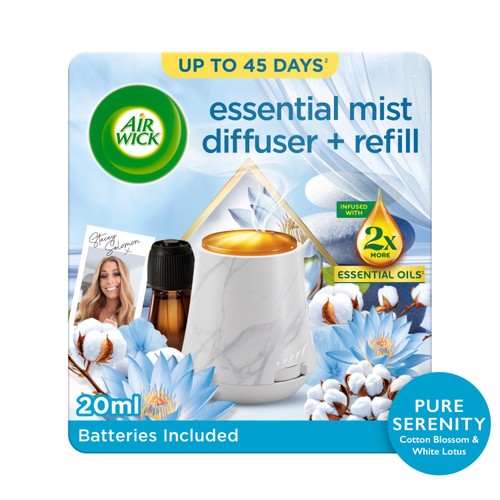 Air Wick Essential Mist Diffuser Cotton Blossom & White Lotus Pure Serenity Kit 20ml