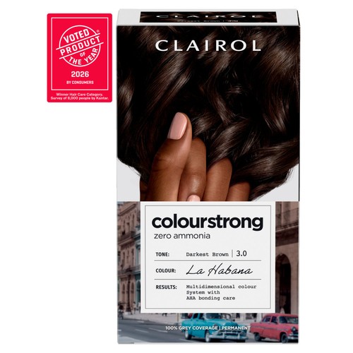 Clairol Colour Strong Permanent Hair Dye 3.0 Darkest Brown