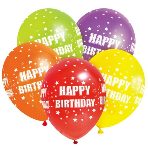 Nutmeg Multi Colored Happy Birthday Latex Balloons