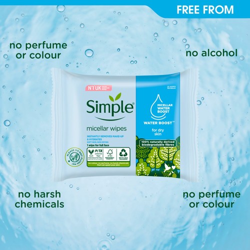 Simple Micellar Cleansing Wipes 20 Wipes