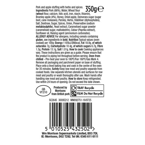 Morrisons Pork, Apple & Herb Stuffing Slab    350g