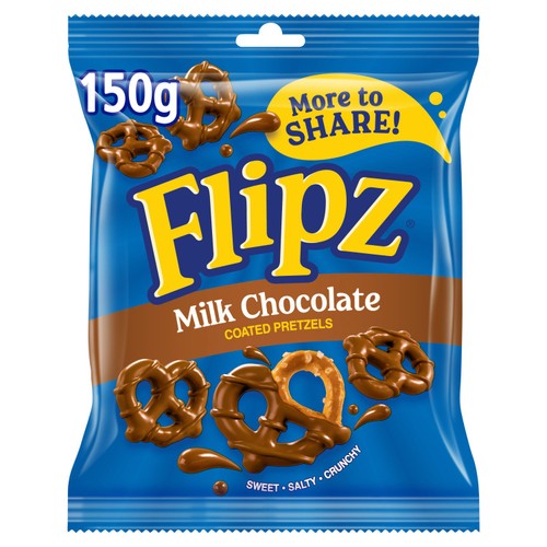 Flipz Mega Bag Milk Chocolate Coated Pretzel Snacks 150g