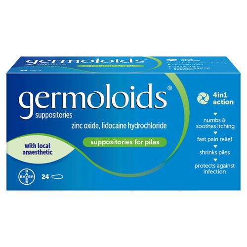 Germoloids Haemorrhoid Suppositories, Piles Treatment with Anaesthetic 