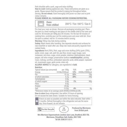 Morrisons Sage & Onion Stuffed Pork Shoulder Joint 1.3kg