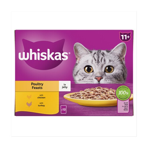 Whiskas Senior 11+ Poultry Feasts Pouches in Jelly