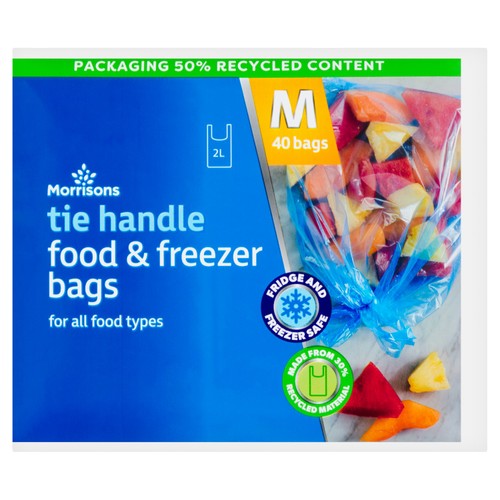 Morrisons tie handle food and freezer bags medium