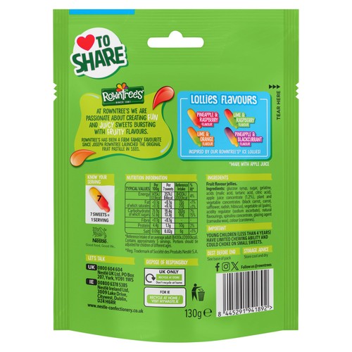 Rowntree's Fruit Pastilles Lollies Pouch 