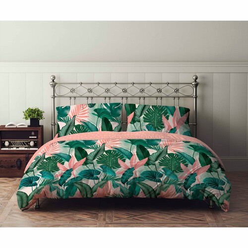 Nutmeg Home Modern Botanical 100% Cotton Duvet Set Double