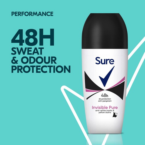 Sure Women Antiperspirant Deodorant Roll On Essential Invisible Pure