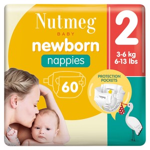 Nutmeg Newborn Nappies Size 2 x 60 pack