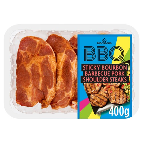 Morrisons BBQ Sticky Bourbon Barbecue Pork Shoulder Steaks