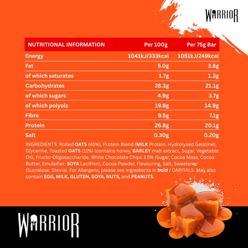 Warrior Raw Protein Flapjack Salted Caramel 75g
