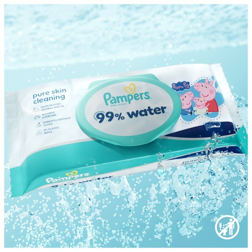 Pampers Peppa Pig 99% Water Baby Wipes Unscented 60Pk