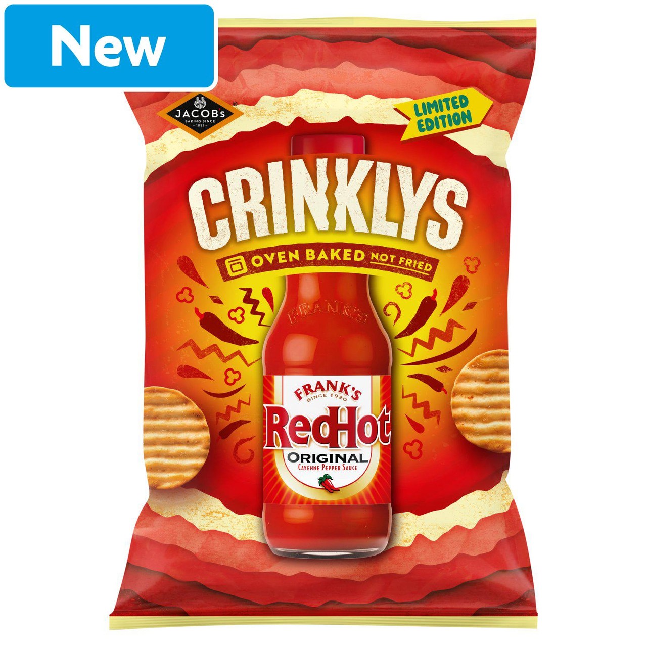 Jacob's Crinklys Franks Redhot Original Baked Snacks Sharebag