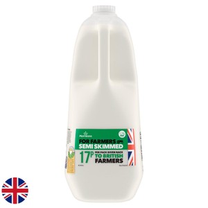 Morrisons For Farmers British Semi Skimmed Milk 4 Pints