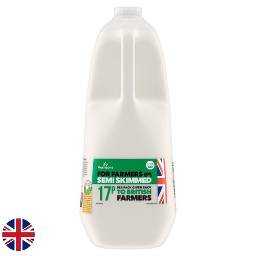 Morrisons For Farmers British Semi Skimmed Milk 4 Pints