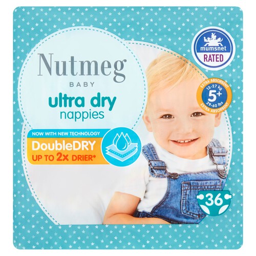 Nutmeg Ultra Dry Nappies Size 5+ 