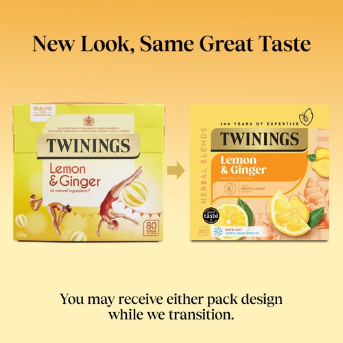 Twinings Lemon & Ginger Tea Bags 80s