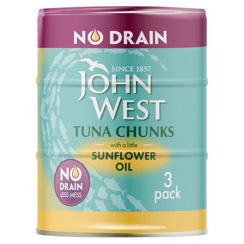 John West No Drain Tuna Chunks With A Little Sunflower Oil 