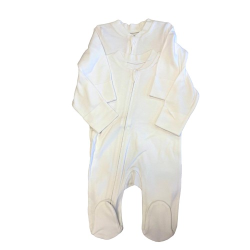 Nutmeg 12-18 months White Double Zipped Baby Sleepsuits 2 Pack 