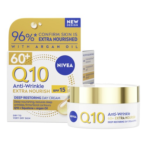 NIVEA Q10 Anti-Wrinkle Day Cream for 60+ Mature Skin SPF15 