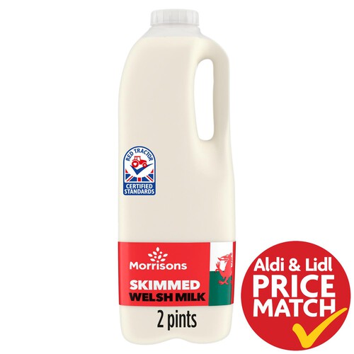 Morrisons Welsh Skimmed Milk 2 pint