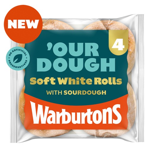 Warburtons Our Dough Rolls 4Pk