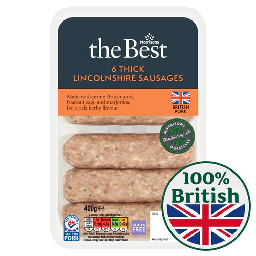 Morrisons The Best 6 Thick Lincolnshire Sausages