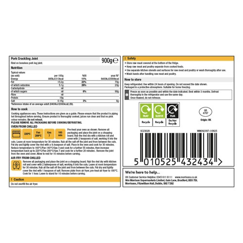 Morrisons Carvery Pork Leg Crackling Joint 900g