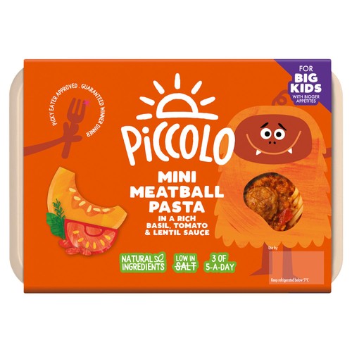 Piccolo Mini Meatballs & Pasta In Tomato, Basil & Lentil Sauce 275g